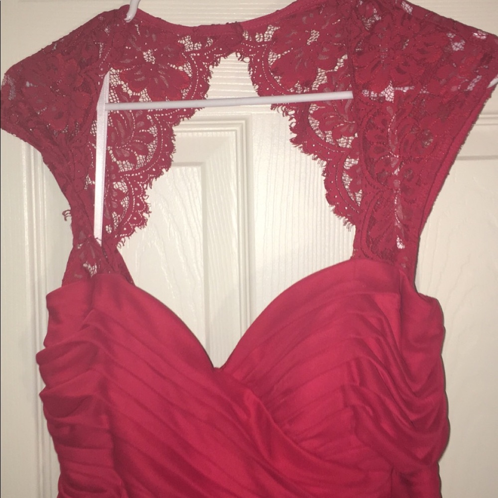 Red lace long dress